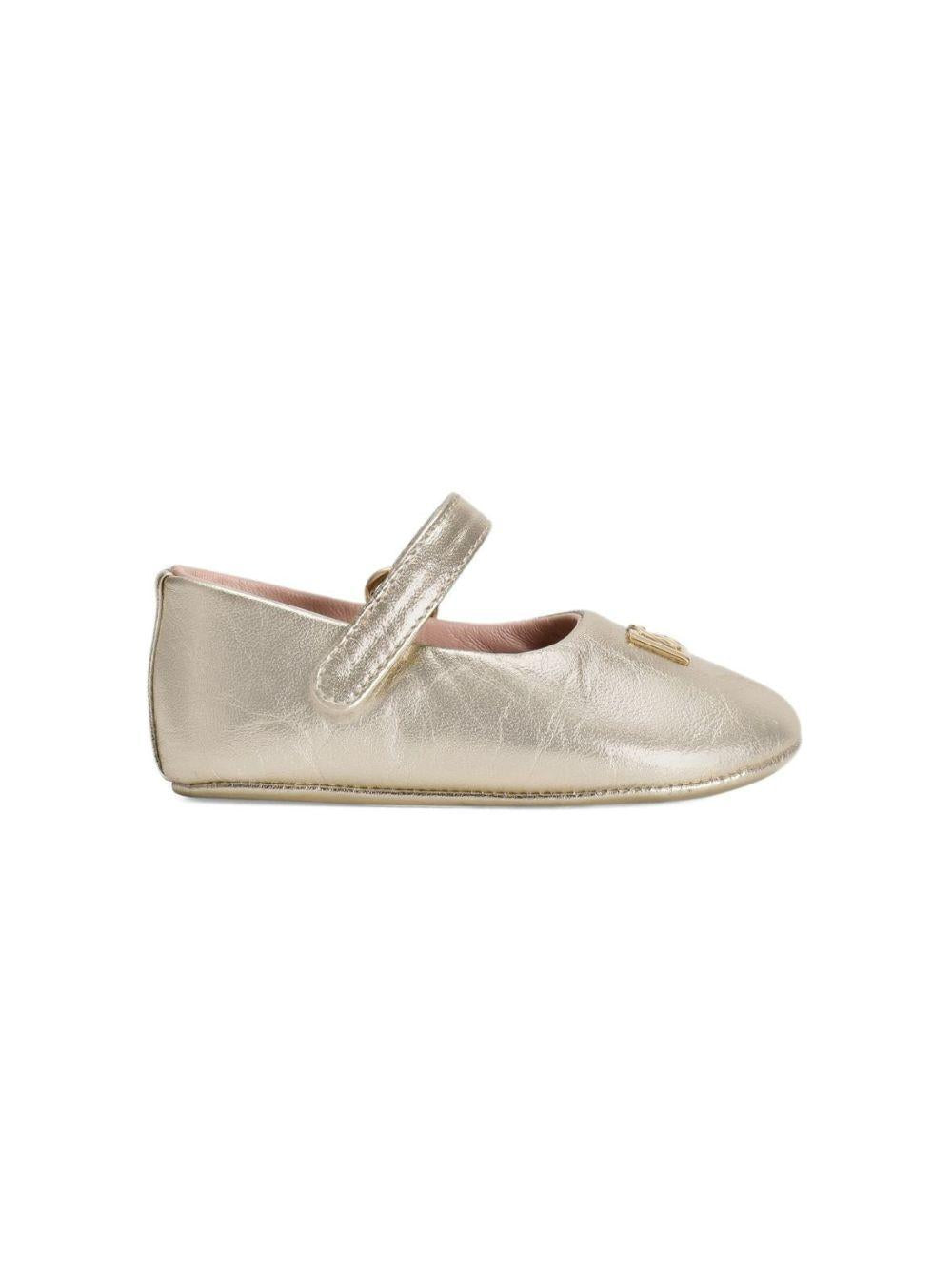 Ballerine per neonata Dolce & Gabbana Kids color oro con placca logo DK0161 AJ133 80988 DOLCE & GABBANA KIDS