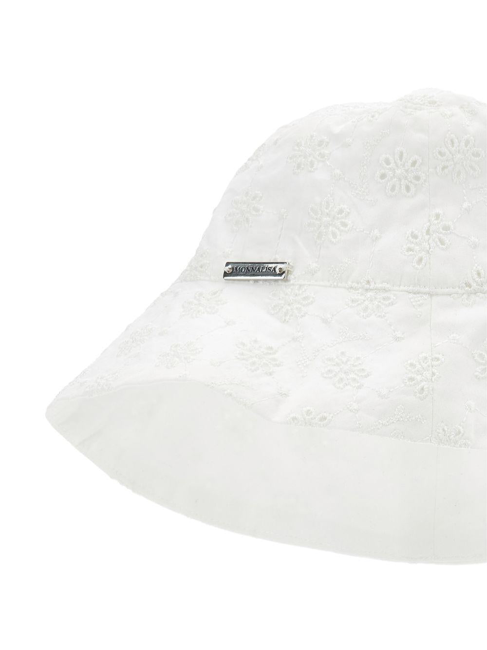 Cappello bucket per bambina Monnalisa bianco con motivo a fiori 17G004 7043 0099 MONNALISA