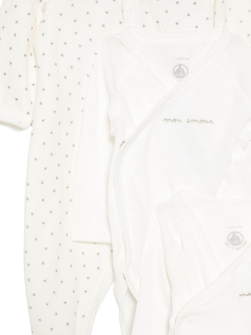 Set di tre body per neonati Petit Bateau bianco con stampa a cuori A0H71 99 PETIT BATEAU KIDS