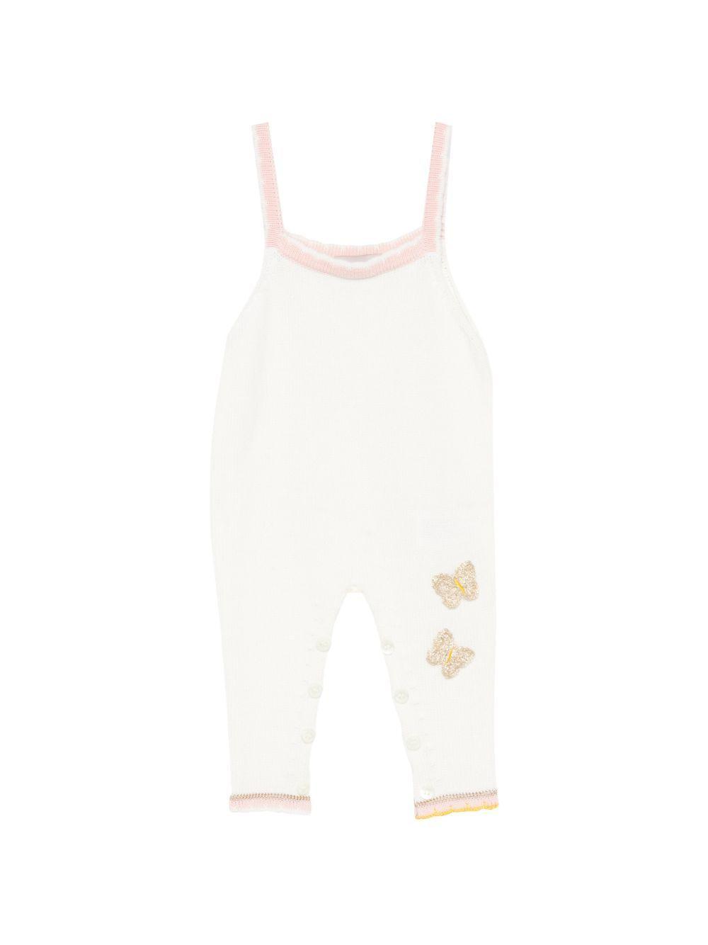 Salopette per neonata Gensami bianca con applicazione farfalle OVERLONG-BUTTERFLY-CO OFF WHITE/PINK GENSAMI KIDS