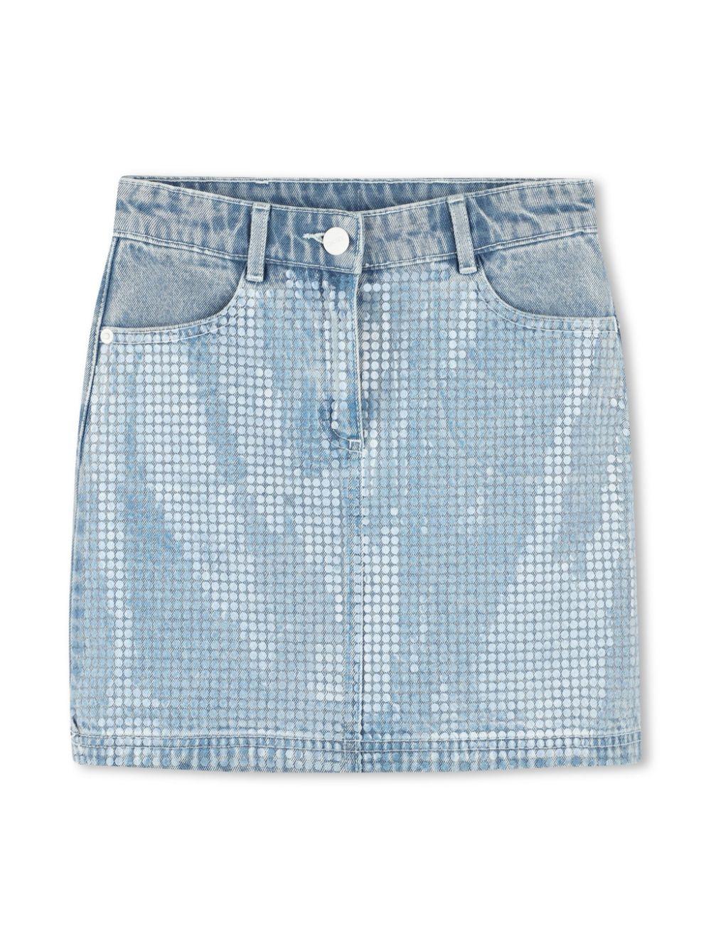 Minigonna con paillettes per bambina Dkny Kids blu con vita media D62259 Z04 DKNY