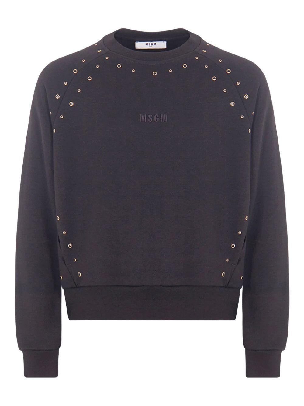 Felpa per bambina MSGM Kids nera con borchie color oro F5MSJGSW148 110 MSGM KIDS