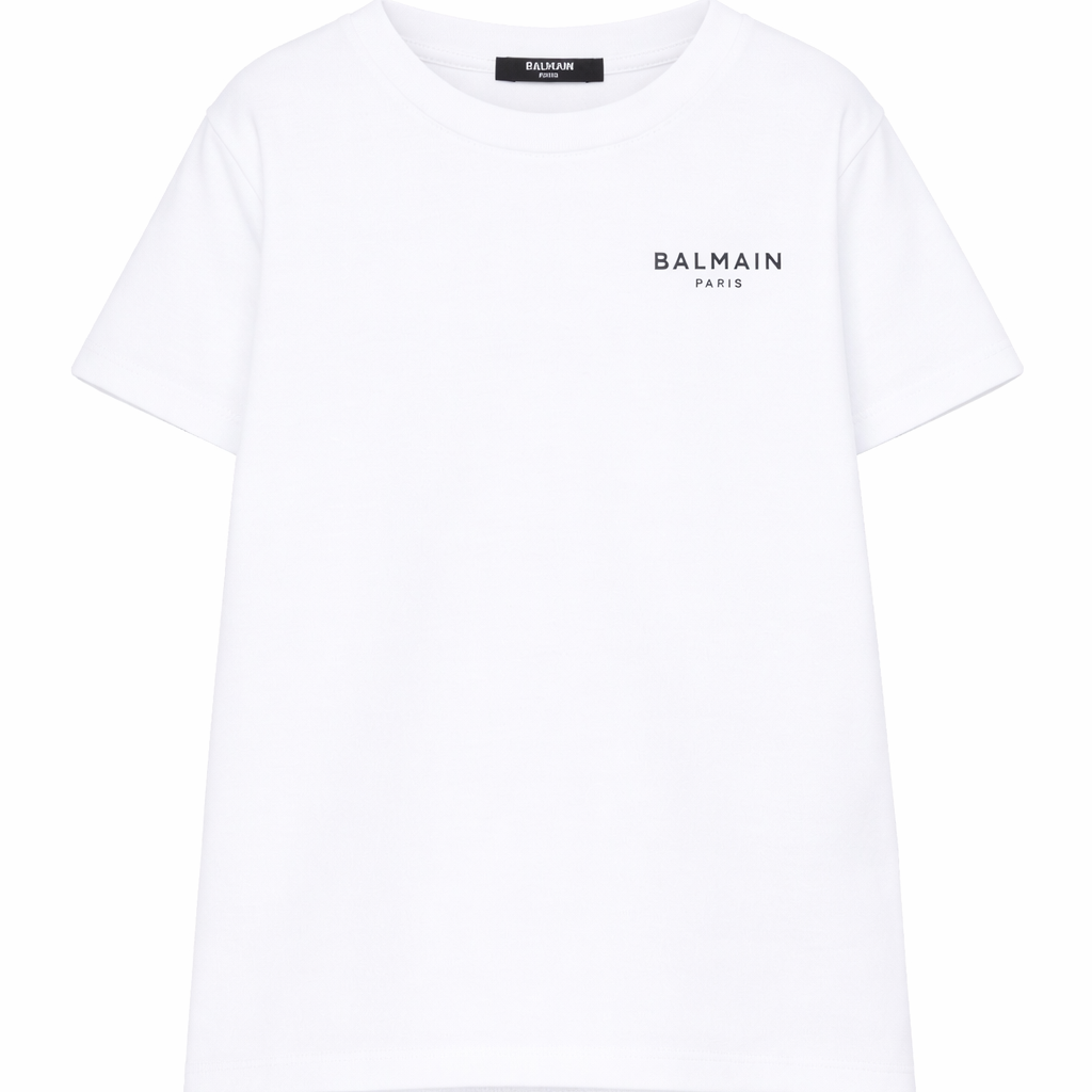 T-shirt per bambino Balmain Kids bianca con logo sul davanti BY8R31 Z3672 100NE BALMAIN KIDS