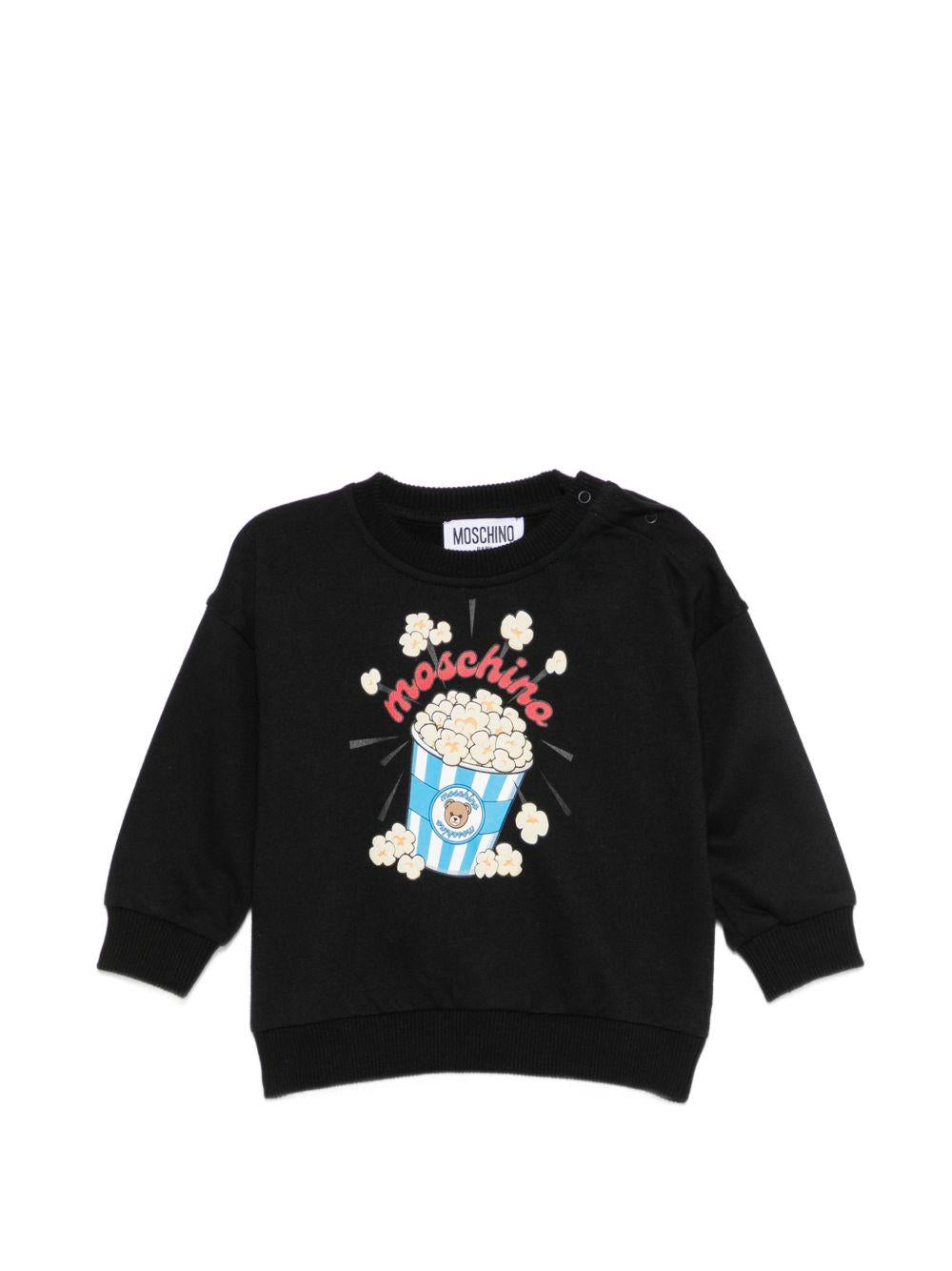 Felpa per neonati Moschino Kids nera con stampa grafica MUF06QLCA40 60100 MOSCHINO KIDS