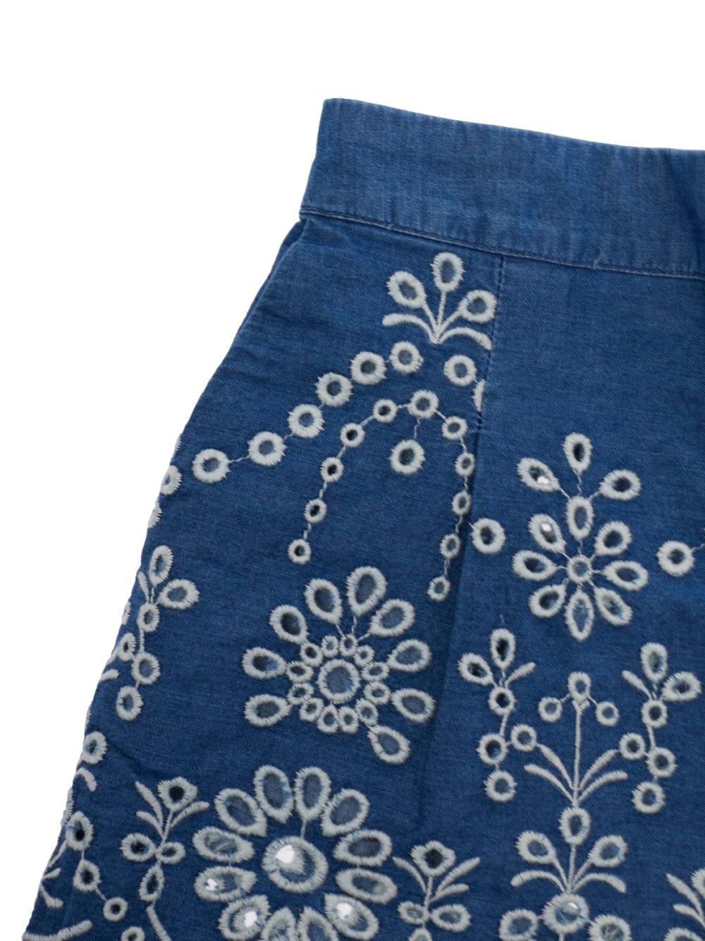 Shorts per bambina MC2 Saint Barth Kids blu con dettagli ricamati AMN0002 00473L MC2 ST. BARTH KIDS