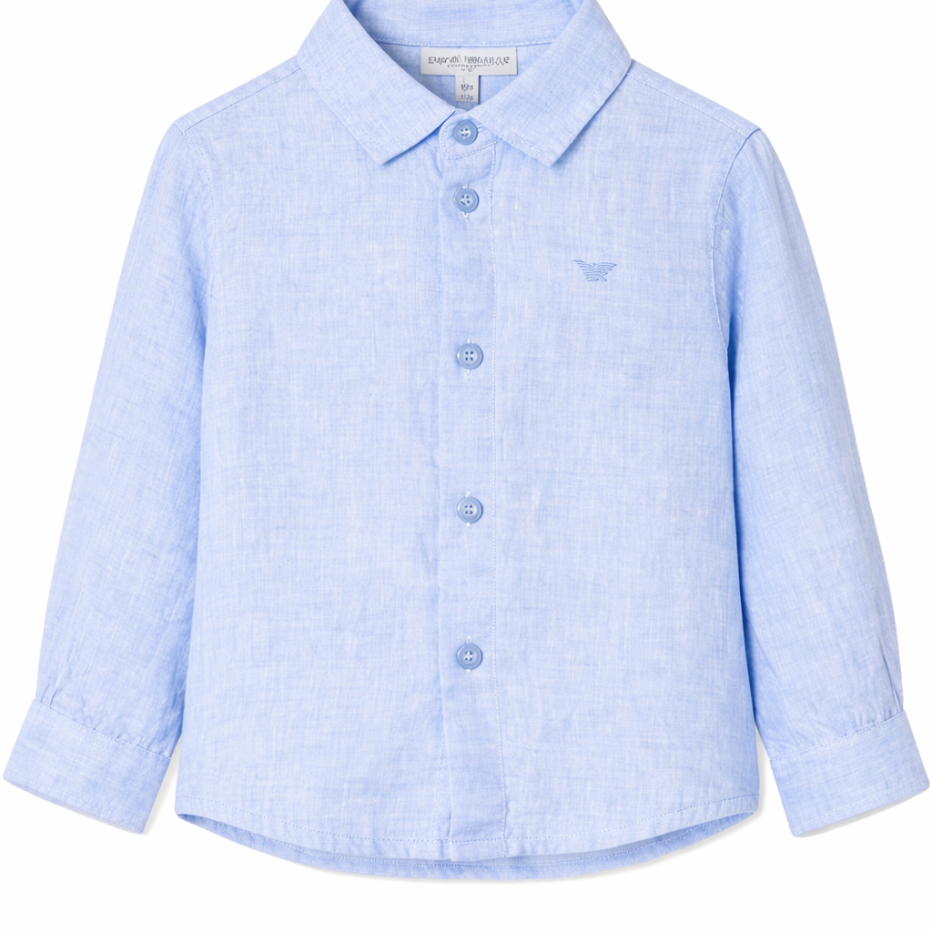 Camicia per neonato Emporio Armani Kids azzurra con logo sul davanti 8NHC02 3NEEZ 0744 EMPORIO ARMANI KIDS