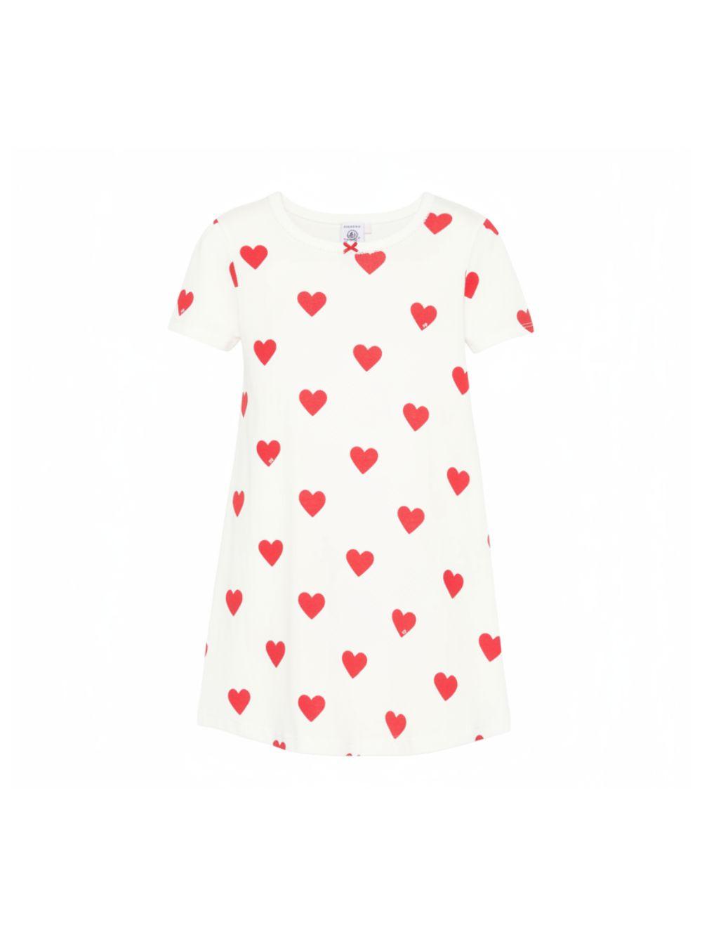 Camicia da notte per bambina Petit Bateau bianca con stampa a cuori all-over 59396 01 PETIT BATEAU KIDS