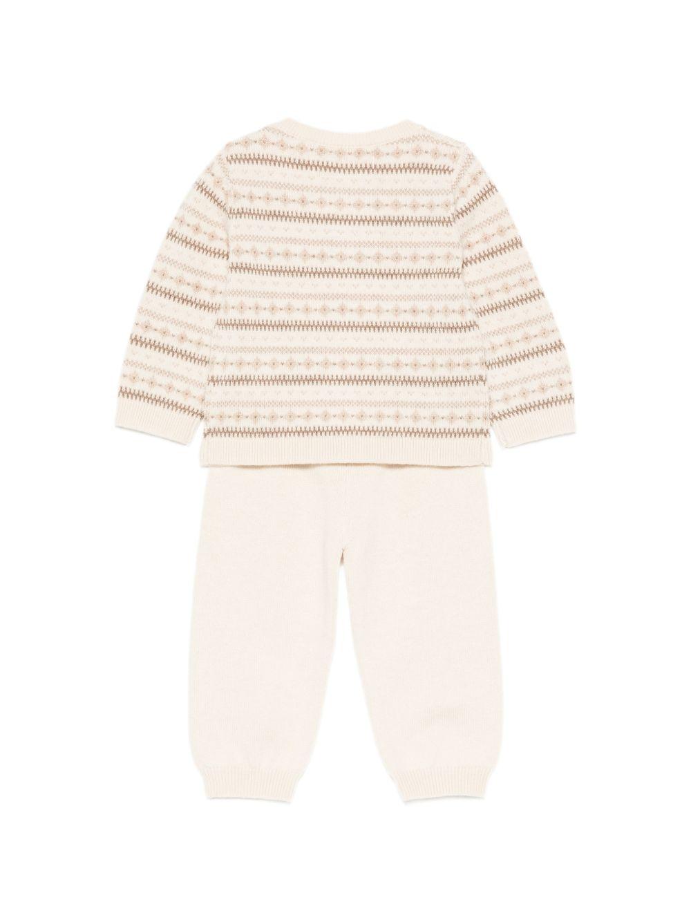 Completo per neonati Bonpoint Kids beige con motivo Fair Isle W06PSEK00005 902 BONPOINT KIDS