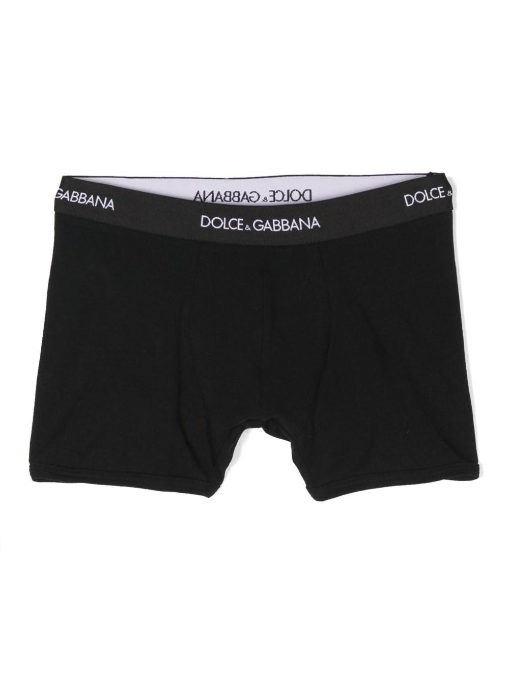 Set di due boxer per bambino Dolce & Gabbana Kids nero con elastico con logo L4J701 ON00G N0000 DOLCE & GABBANA KIDS