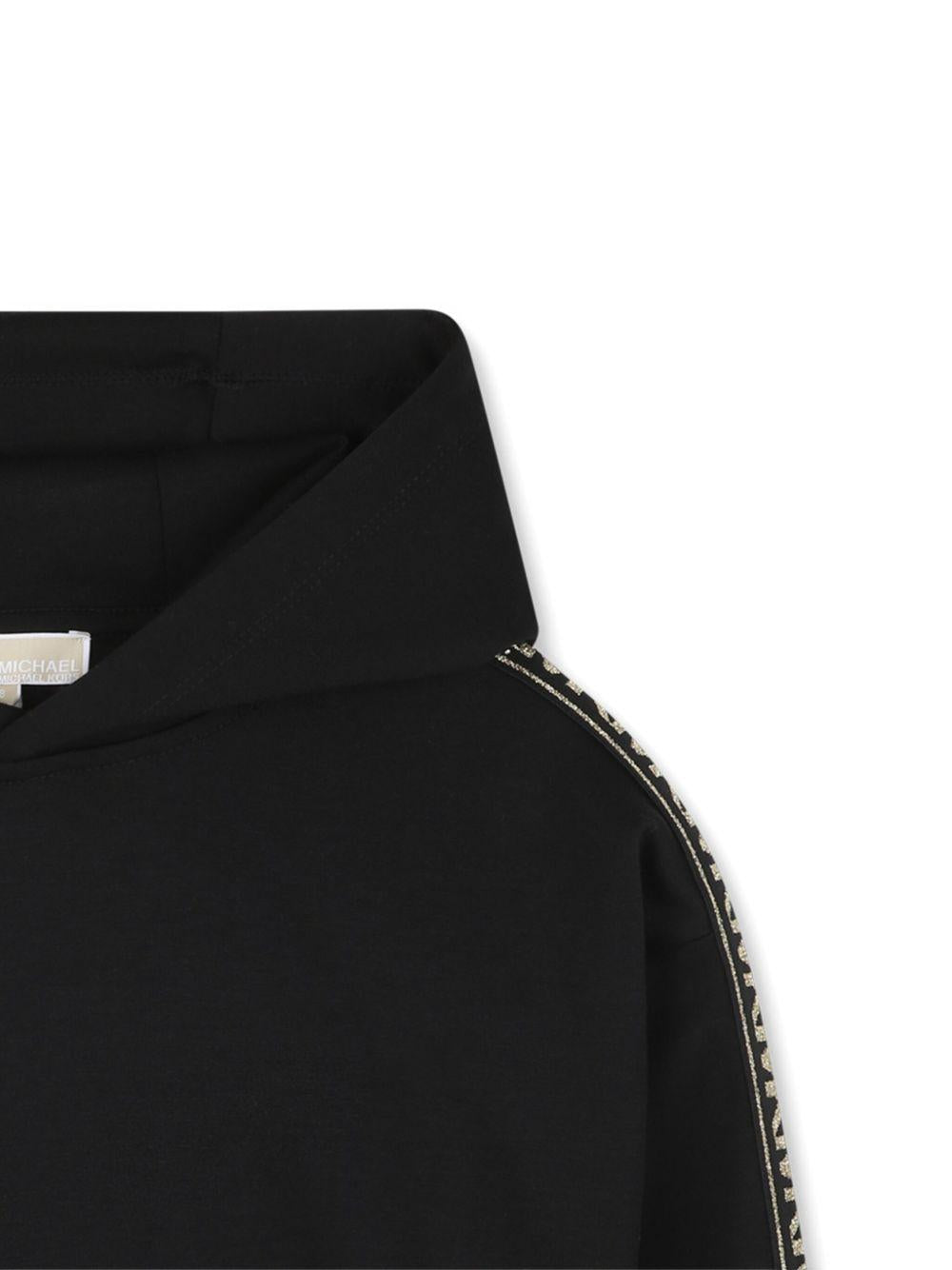 Felpa per bambina Michael Kors Kids nero in jersey con cappuccio R30478 09B MICHAEL KORS KIDS