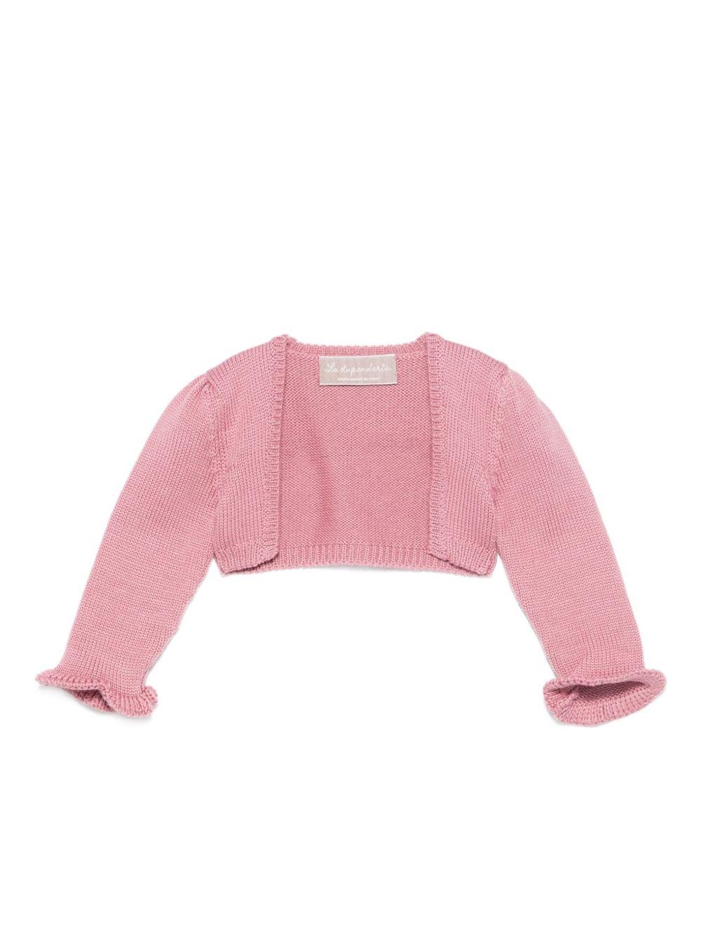 Cardigan per neonata La Stupenderia rosa con polsini arricciati 1WCSP62 813 LA STUPENDERIA