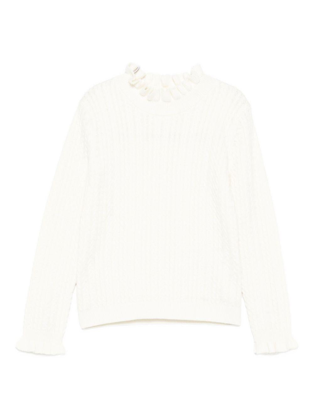 Maglione per bambina Louise Misha bianco con dettagli arricciati GRC-W25-J0071 CREAM LOUISE MISHA