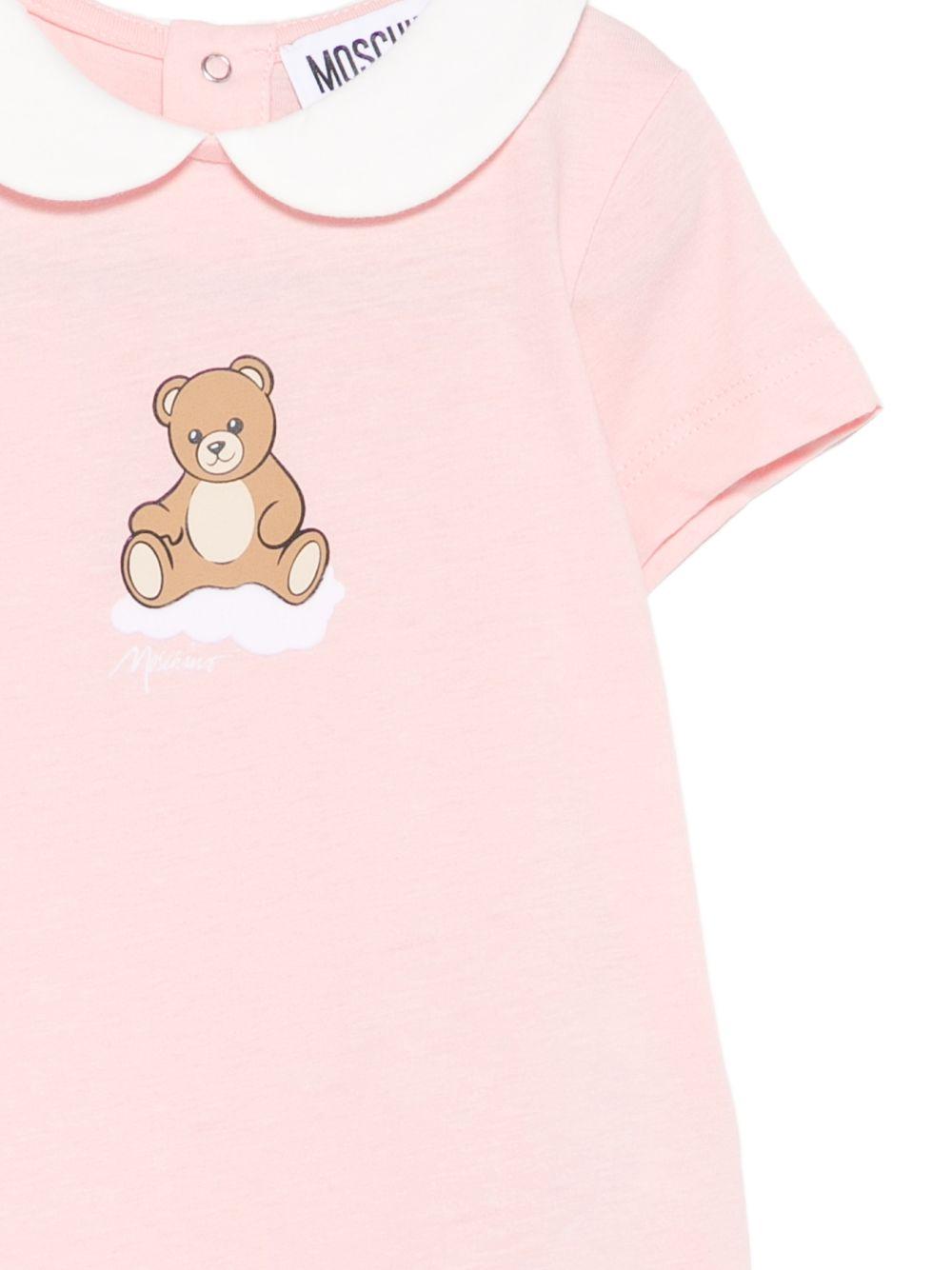 Tutina per neonati Moschino Kids rosa con stampa Teddy Bear su nuvola MUT04NLAA03 50209 MOSCHINO KIDS