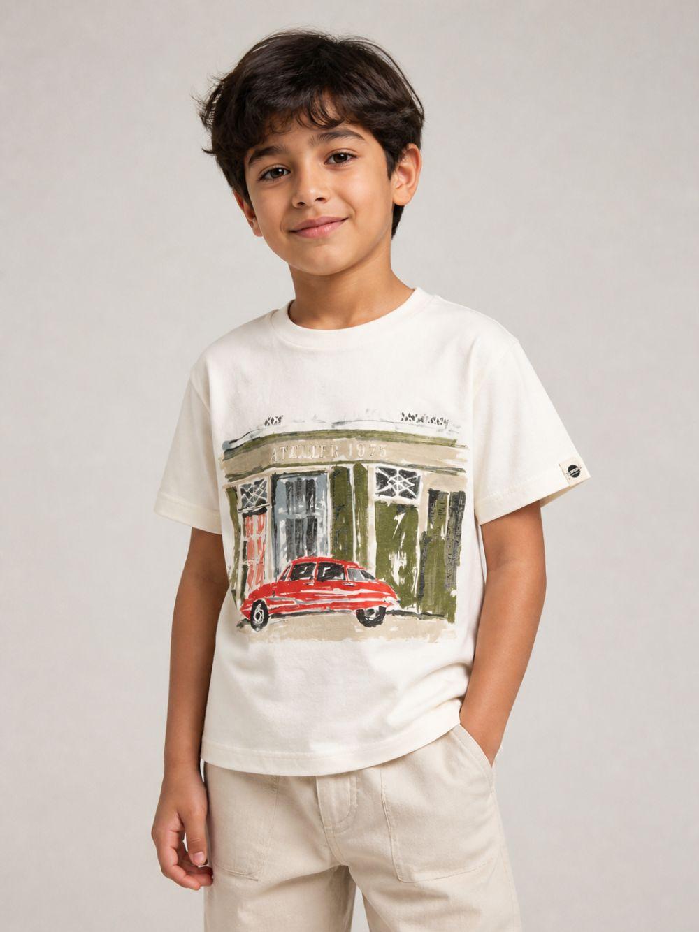 T-shirt per bambino Bonpoint bianca con stampa grafica W06BTSK00001 102 BONPOINT KIDS
