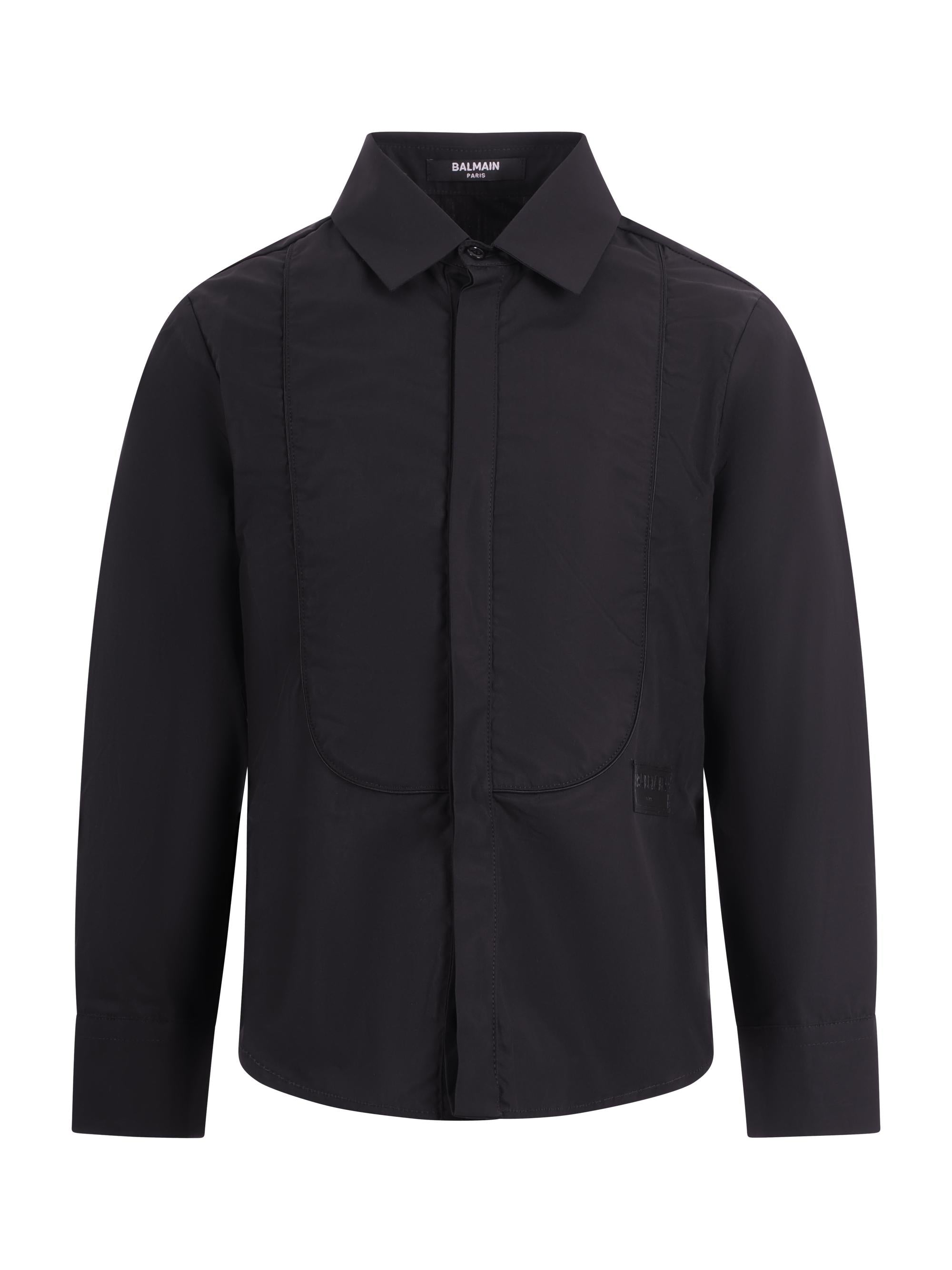Camicia per bambino Balmain Kids nera con dettaglio bavero BY5P20 P0562 930NE BALMAIN KIDS