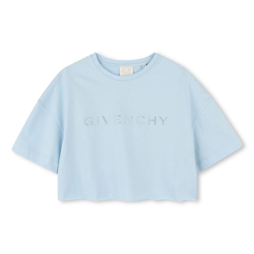 T-shirt con stampa per bambina Givenchy Kids azzurro con orlo dritto H30798 772 GIVENCHY KIDS
