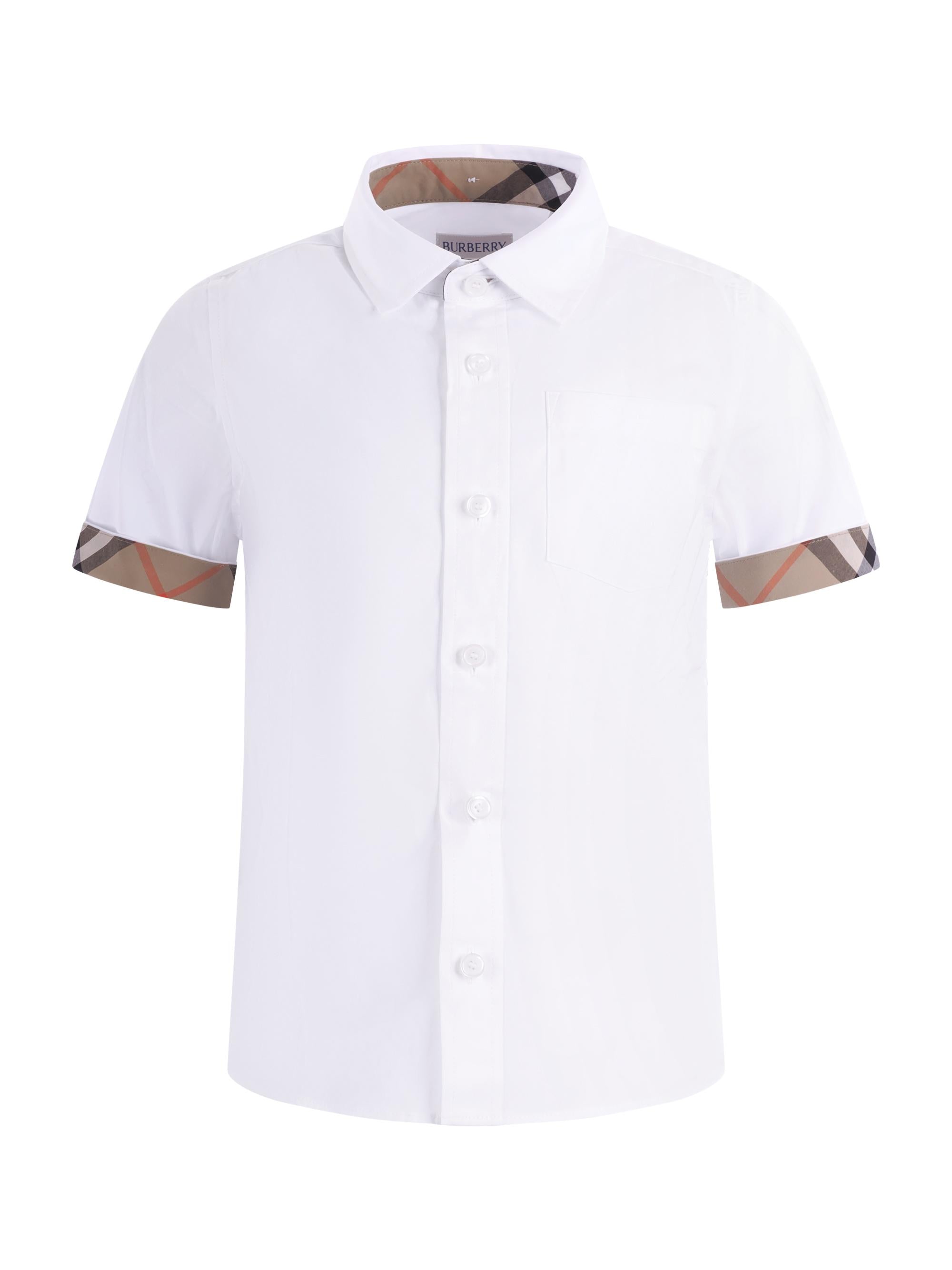 Polo per bambino Burberry Kids bianca con colletto a punta 8117167 A1464 BURBERRY KIDS