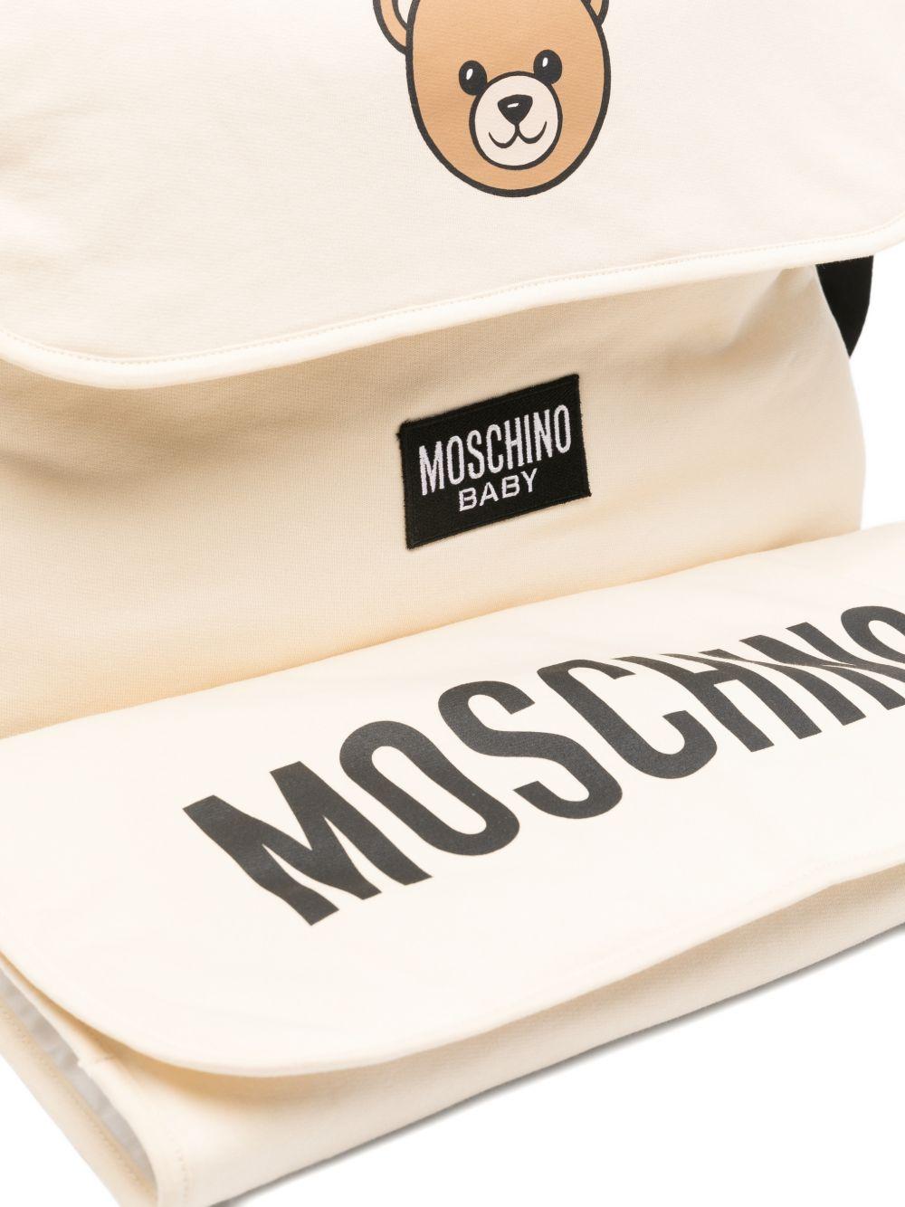 Borsa per neonati Moschino Kids beige con stampa Teddy Bear MUX05VLCA19 20404 MOSCHINO KIDS
