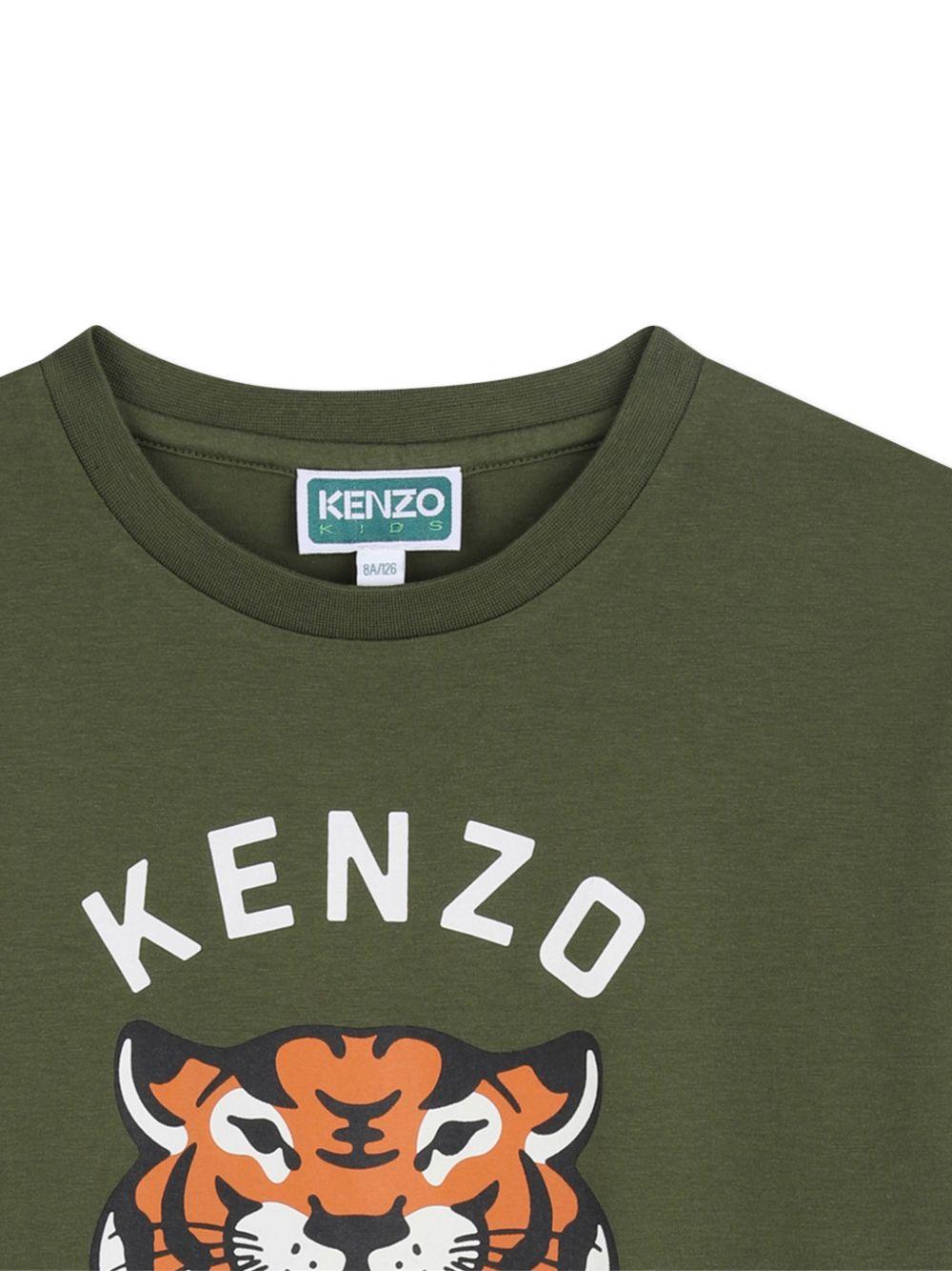 T-shirt per bambino Kenzo Kids verde con stampa tigre K61676 64B KENZO KIDS