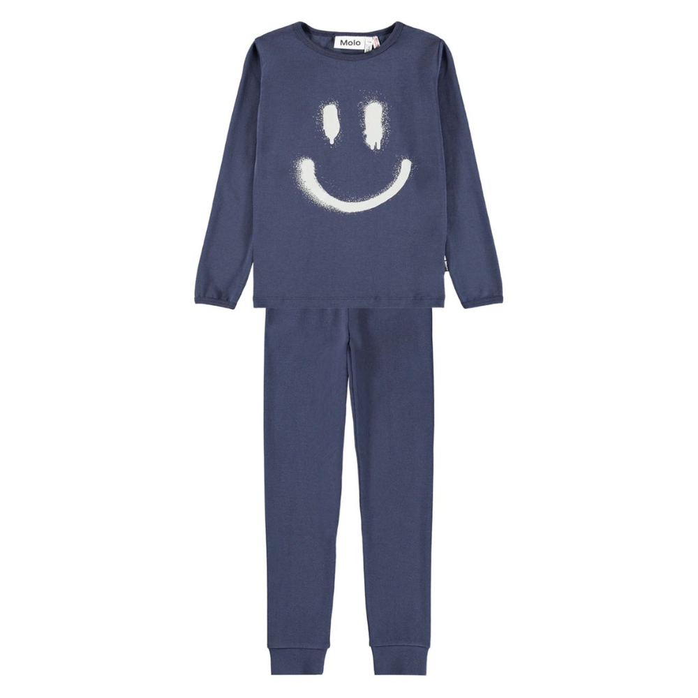 Pigiama per bambino Molo Lue blu con stampa smile 6W25R501 8552 MOLO