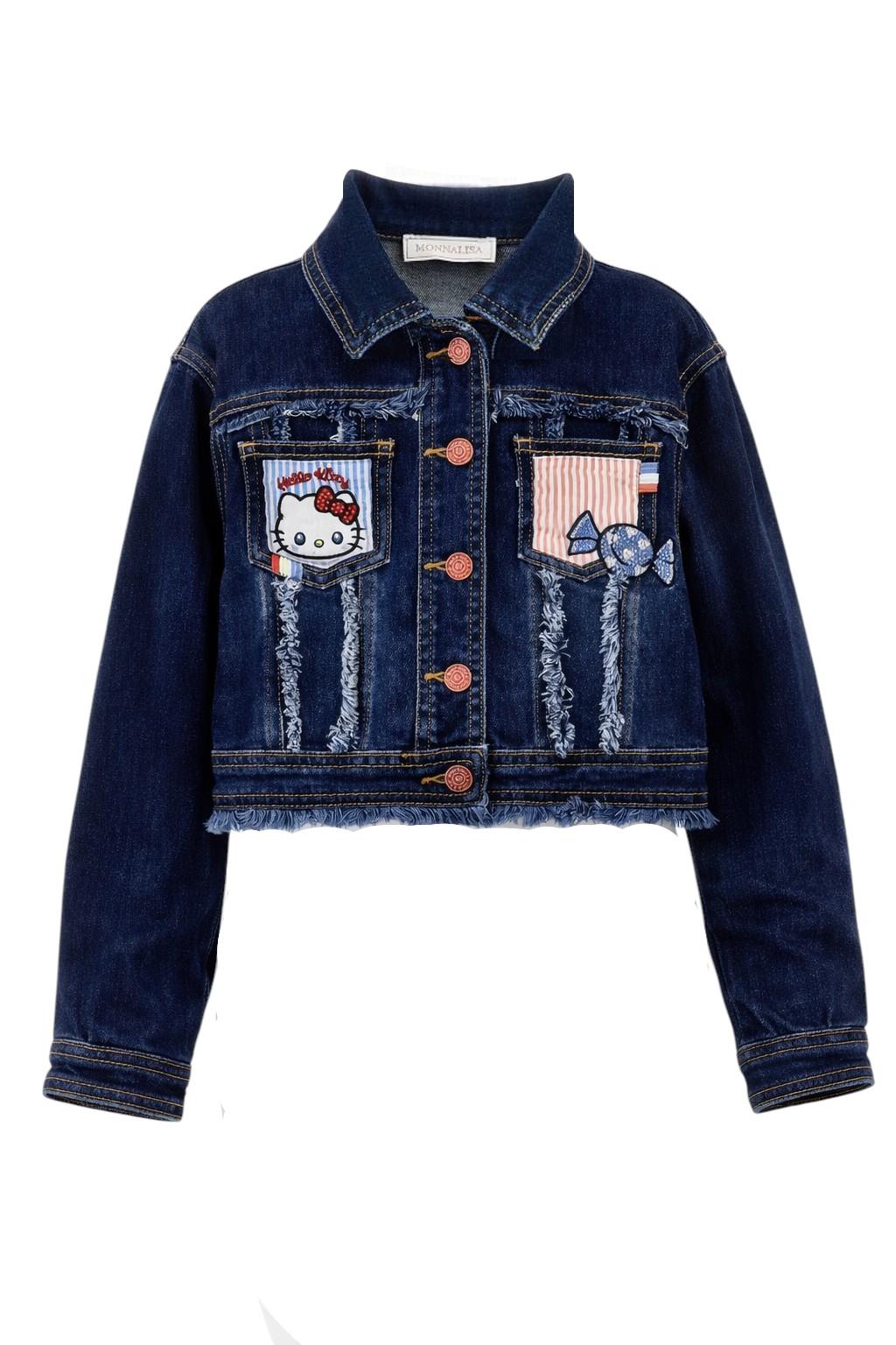 Giacca per bambina Monnalisa x Hello Kitty in denim con applicazione 19G101 7015 0055 MONNALISA KIDS