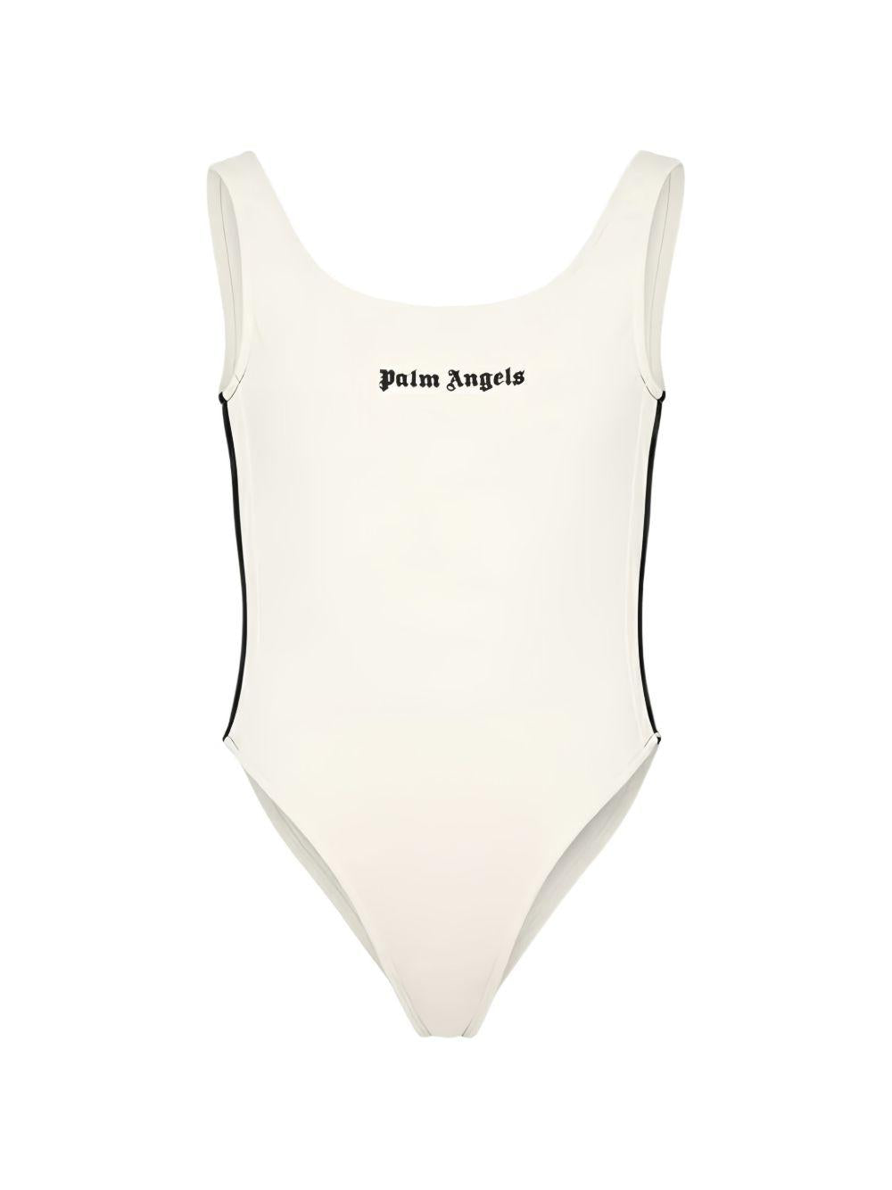 Body per bambina Palm Angels Kids bianco con logo sul davanti PGBD00CS26FLE001 002 PALM ANGELS KIDS