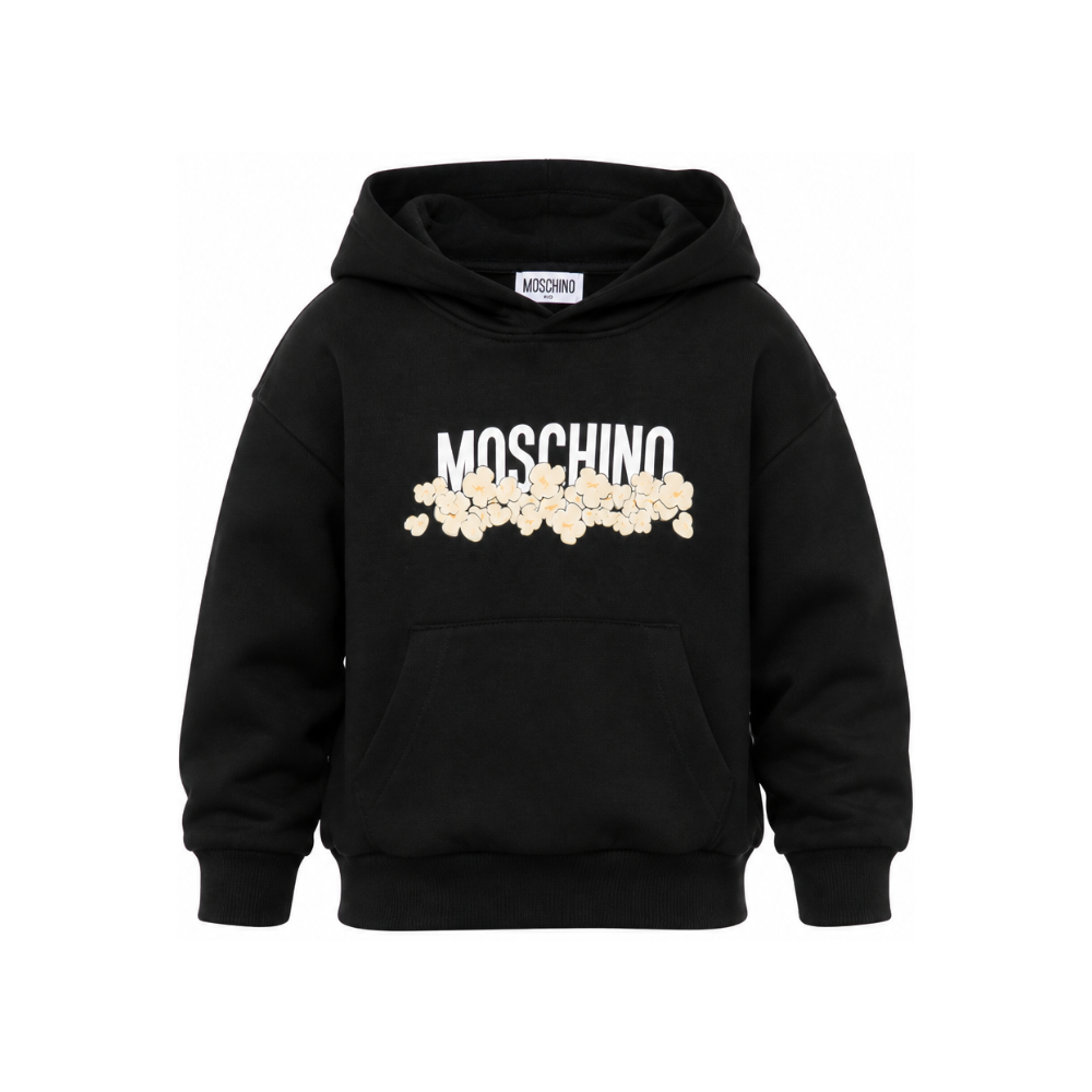 Felpa per bambini Moschino Kids nera con stampa grafica HUF09ZLCA83 60100 MOSCHINO KIDS