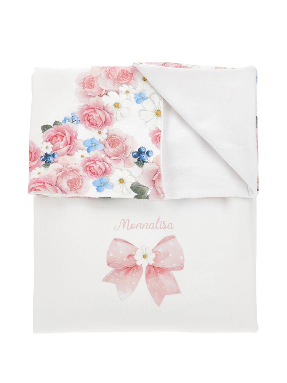 Coperta per neonata Monnalisa bianca con stampa a fiori all-over 35G002 7000 9984 MONNALISA KIDS