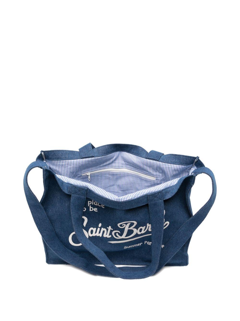 Borsa tote Essential Bag N MC2 Saint Barth denim con logo stampato EBAGN006 00431L MC2 ST. BARTH KIDS