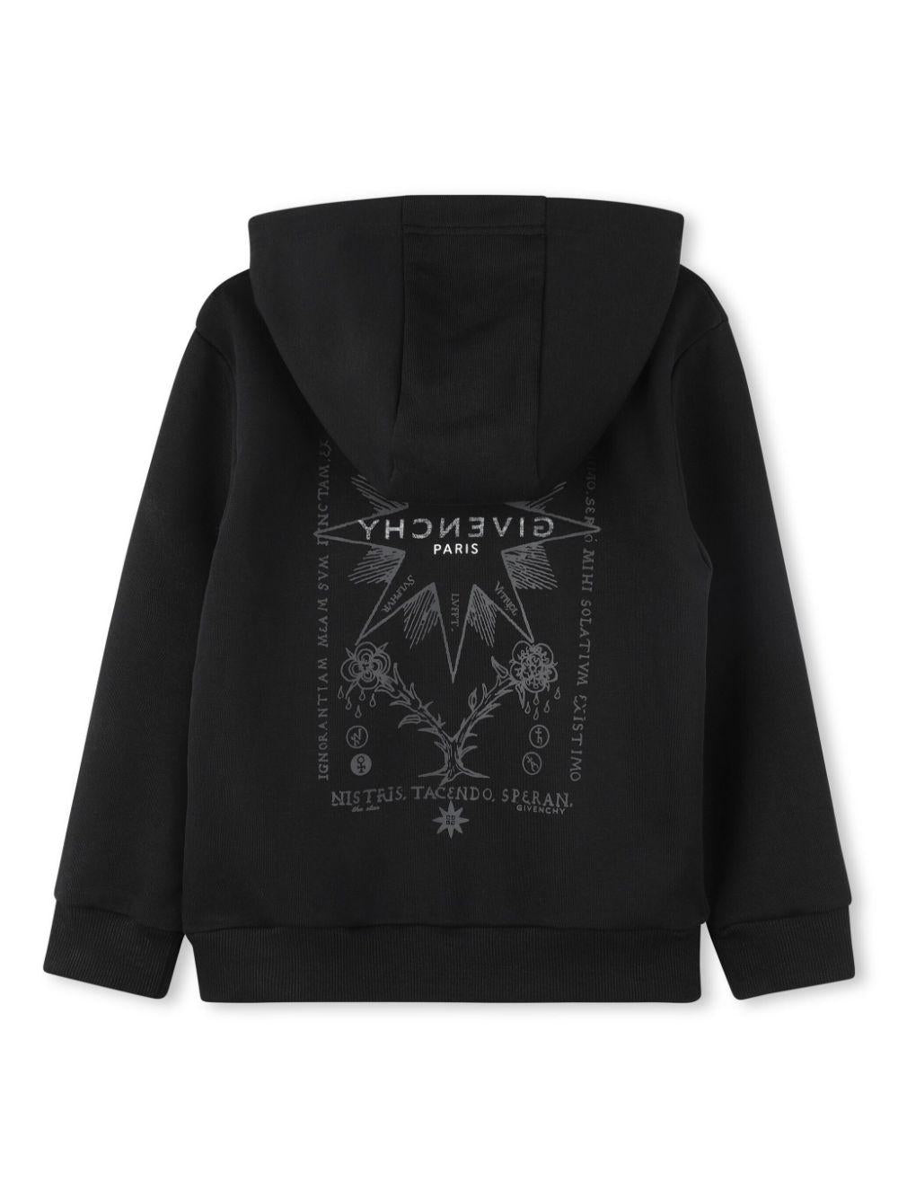 Felpa con cappuccio per bambino Givenchy Kids nero con stampa grafica H30699 09B GIVENCHY KIDS