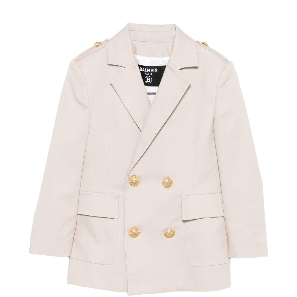 Blazer doppiopetto per bambino Balmain Kids beige con dettaglio bottoni color oro BY2P64 G0197 107 BALMAIN KIDS
