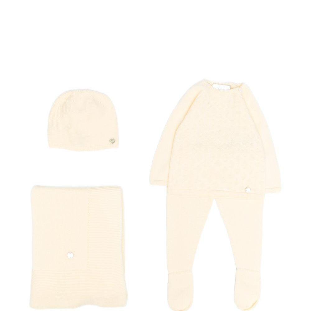 Set tutina, capello e coperta per neonati Paz Rodriguez giallo lavorato a maglia 303-123189 05 PaZ RODRIGUEZ KIDS