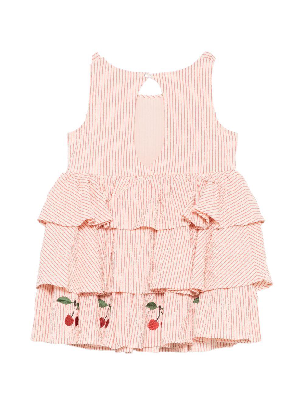 Abito per bambina Konges Slojd beige con motivo a righe rosse KS105344 AMOUR STRIPE KONGES SLOJD