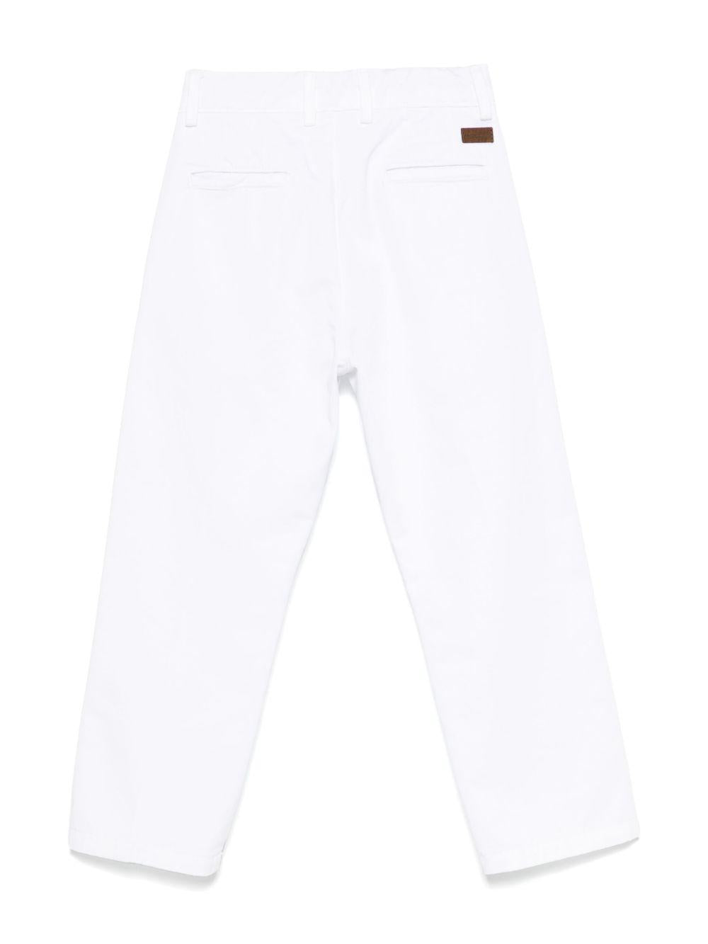 Chino dritti per bambino Paolo Pecora Kids bianco con due tasche posteriori a filetto PP3979 BIANCO PAOLO PECORA KIDS