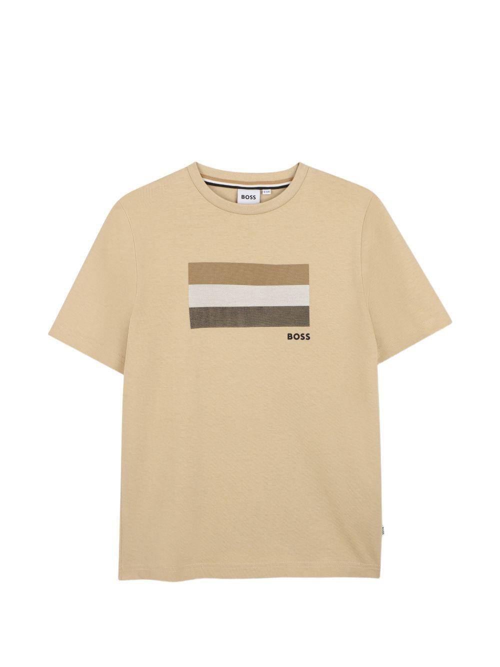 T-shirt per bambino Boss Kids beige con stampa grafica J52979 249 BOSS KIDS