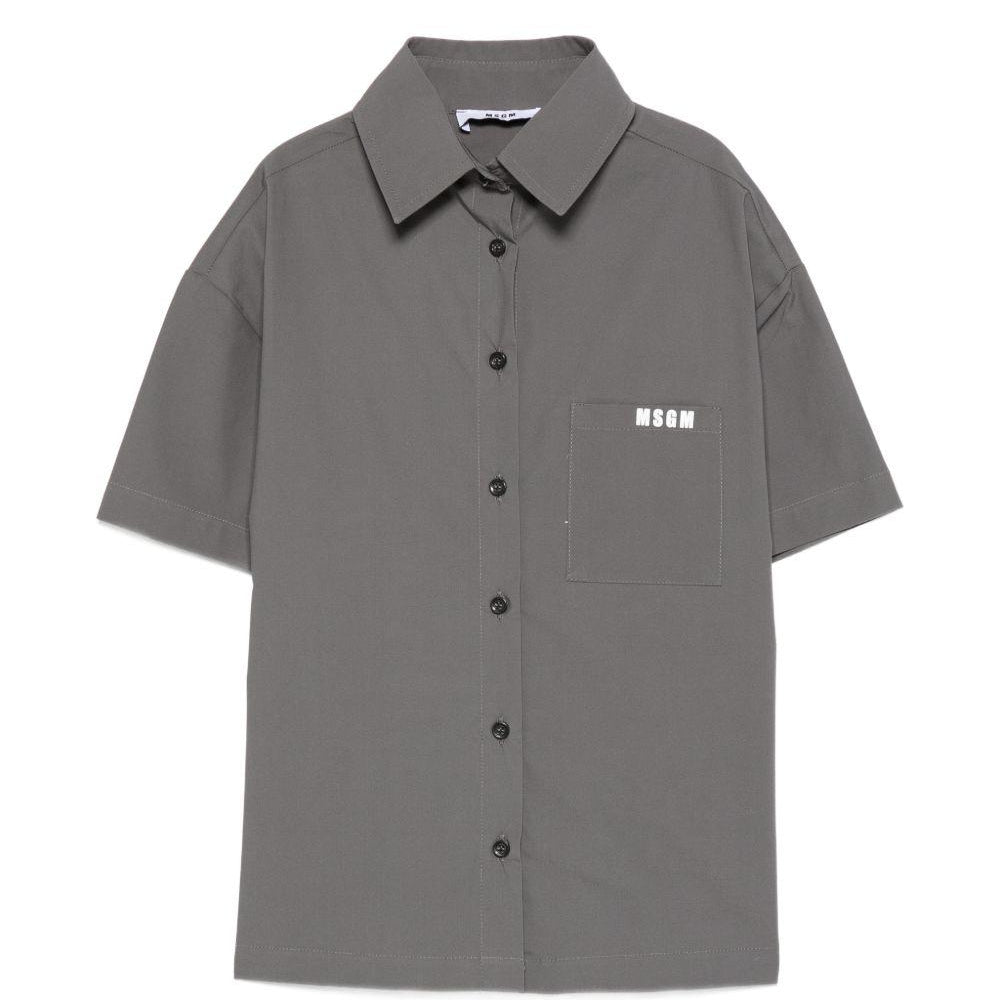 Camicia per bambina MSGM Kids grigia con logo sul davanti S6MSJGSI163 103 MSGM KIDS