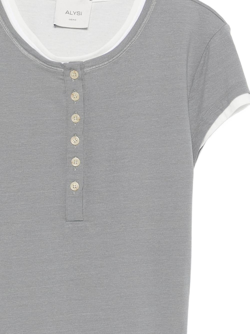 T-shirt per donna Alysi grigia con chiusura frontale con abbottonatura 116404 P6014 GR ALYSI