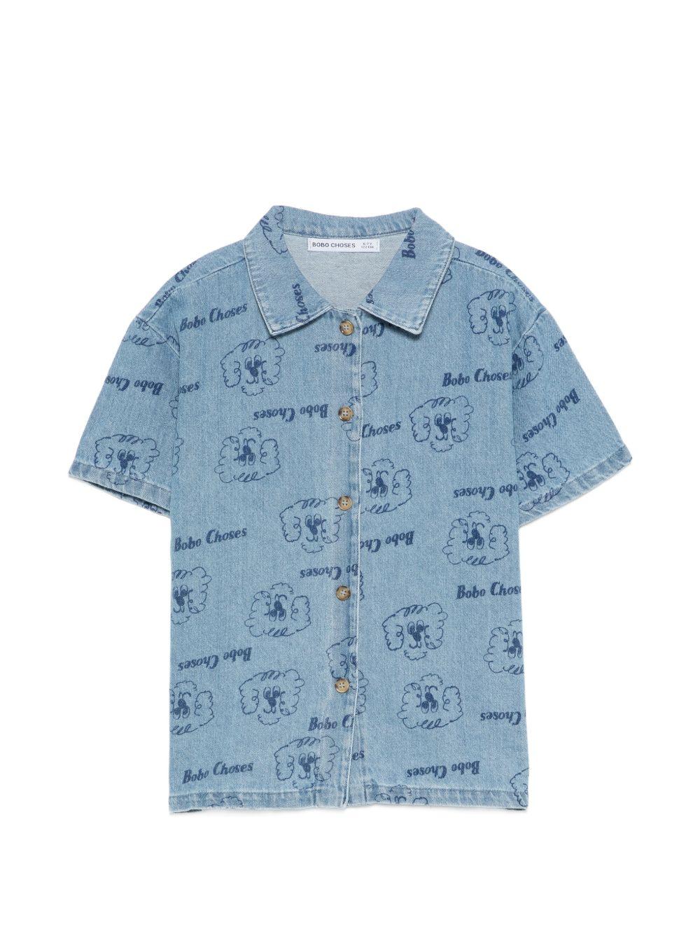 Camicia per bambino Bobo Choses denim con stampa grafica Pickle The Dog B126AC037 461 BOBO CHOSES KIDS