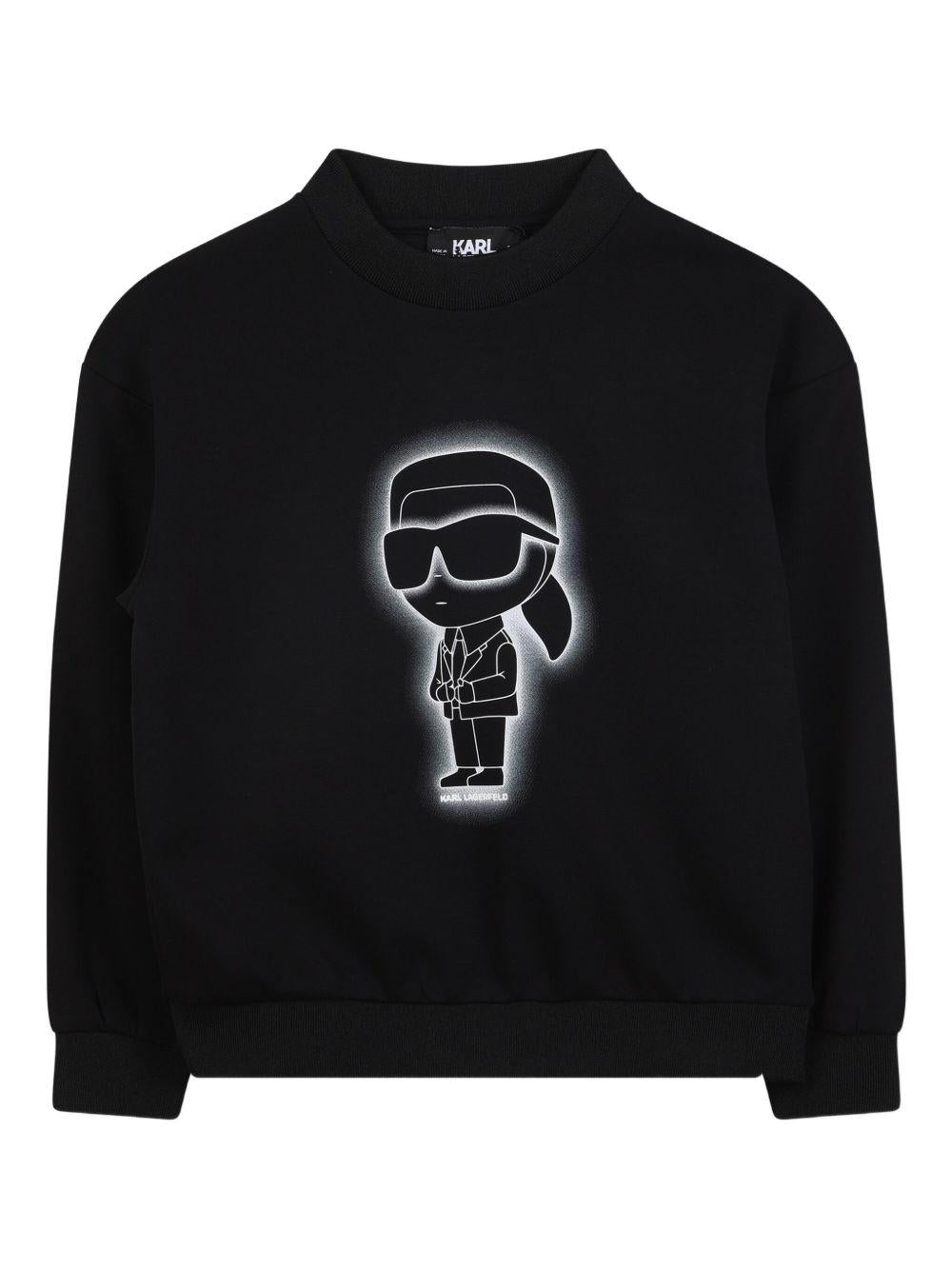 Felpa per bambino Karl Lagerfeld Kids nera con stampa grafica Z30637 09B KARL LAGERFELD KIDS