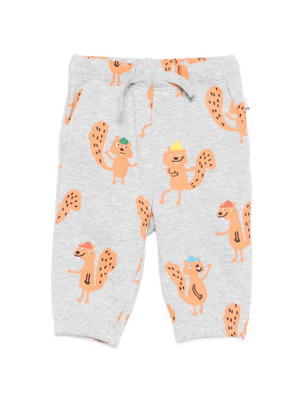 Pantaloni per neonato Stella McCartney Kids grigio con coulisse e stampa scoiattolo TX6570 Z3199 807MC STELLA McCARTNEY KIDS