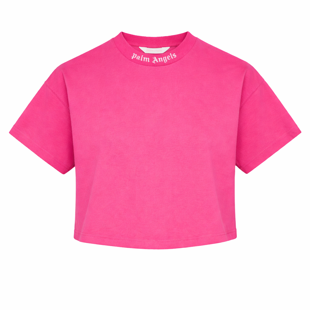T-shirt per bambina Palm Angels fucsia con stampa con logo PGAA001S26JER001 044 PALM ANGELS KIDS