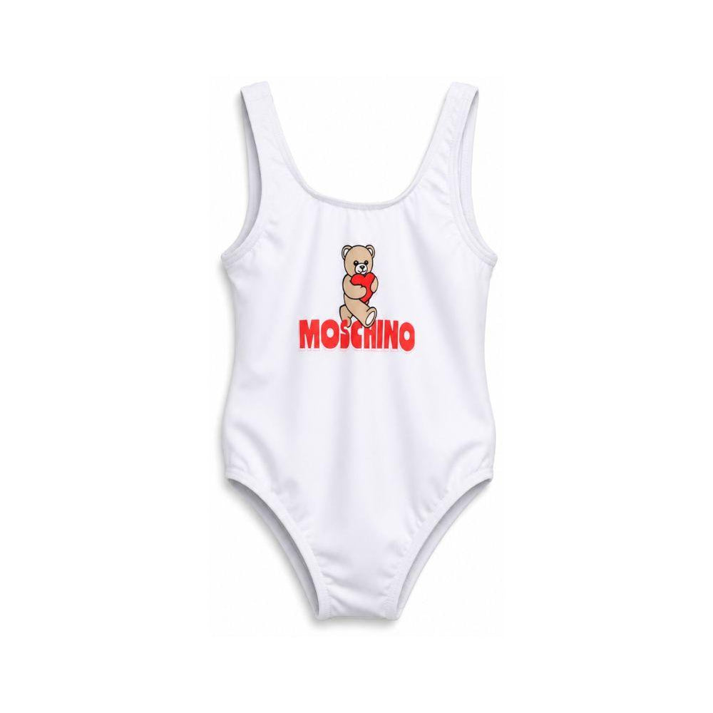 Costume da bagno per neonata Moschino Kids bianco con stampa orso sul davanti M3L00ALKA11 10101 MOSCHINO KIDS