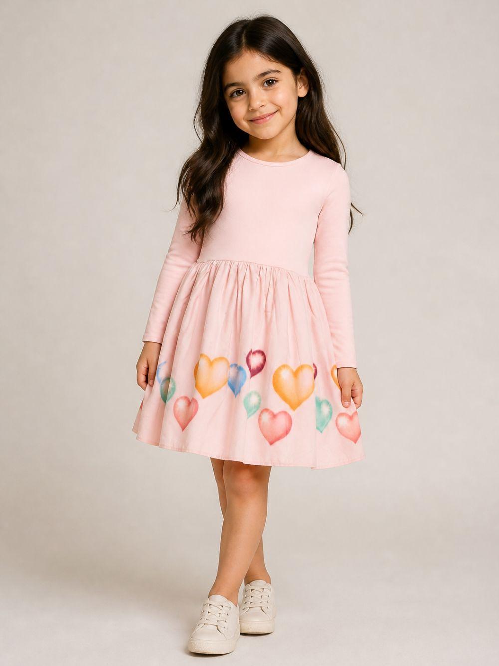 Vestito per bambina Molo Kids rosa con stampa grafica cuori 2W26E203 5745 MOLO KIDS