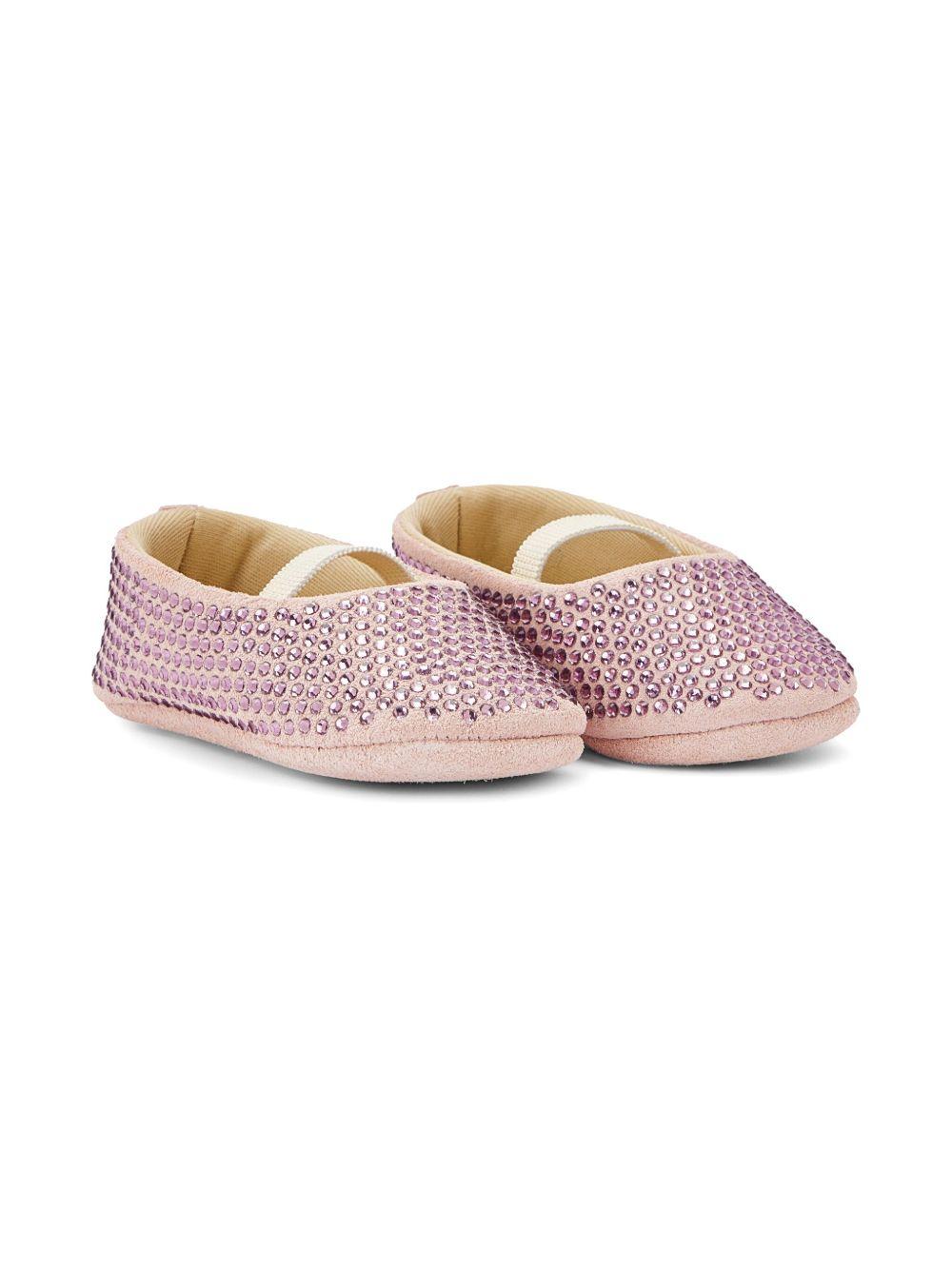 Ballerine per neonata BabyWalker rosa con decorazione di cristalli PB1624 NUDE BABYWALKER