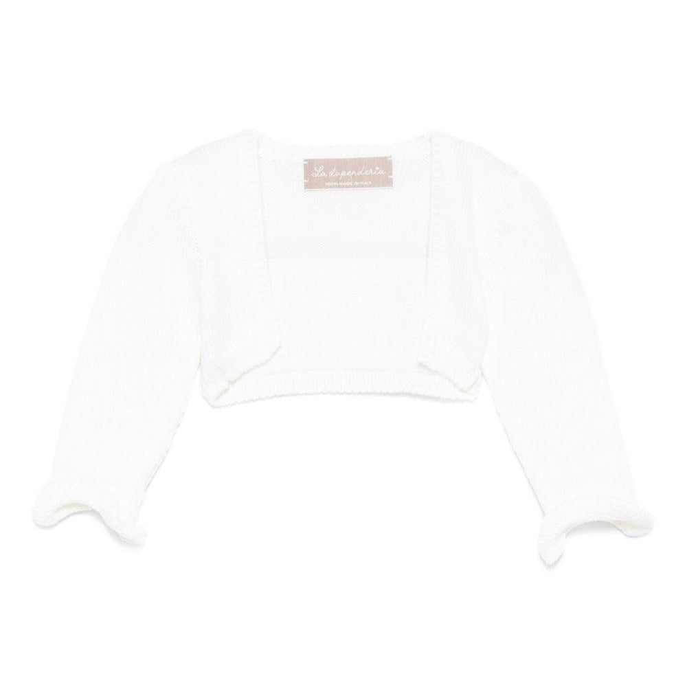 Cardigan per neonata La Stupenderia bianco con maniche a balze 1WCSP62 800 LA STUPENDERIA