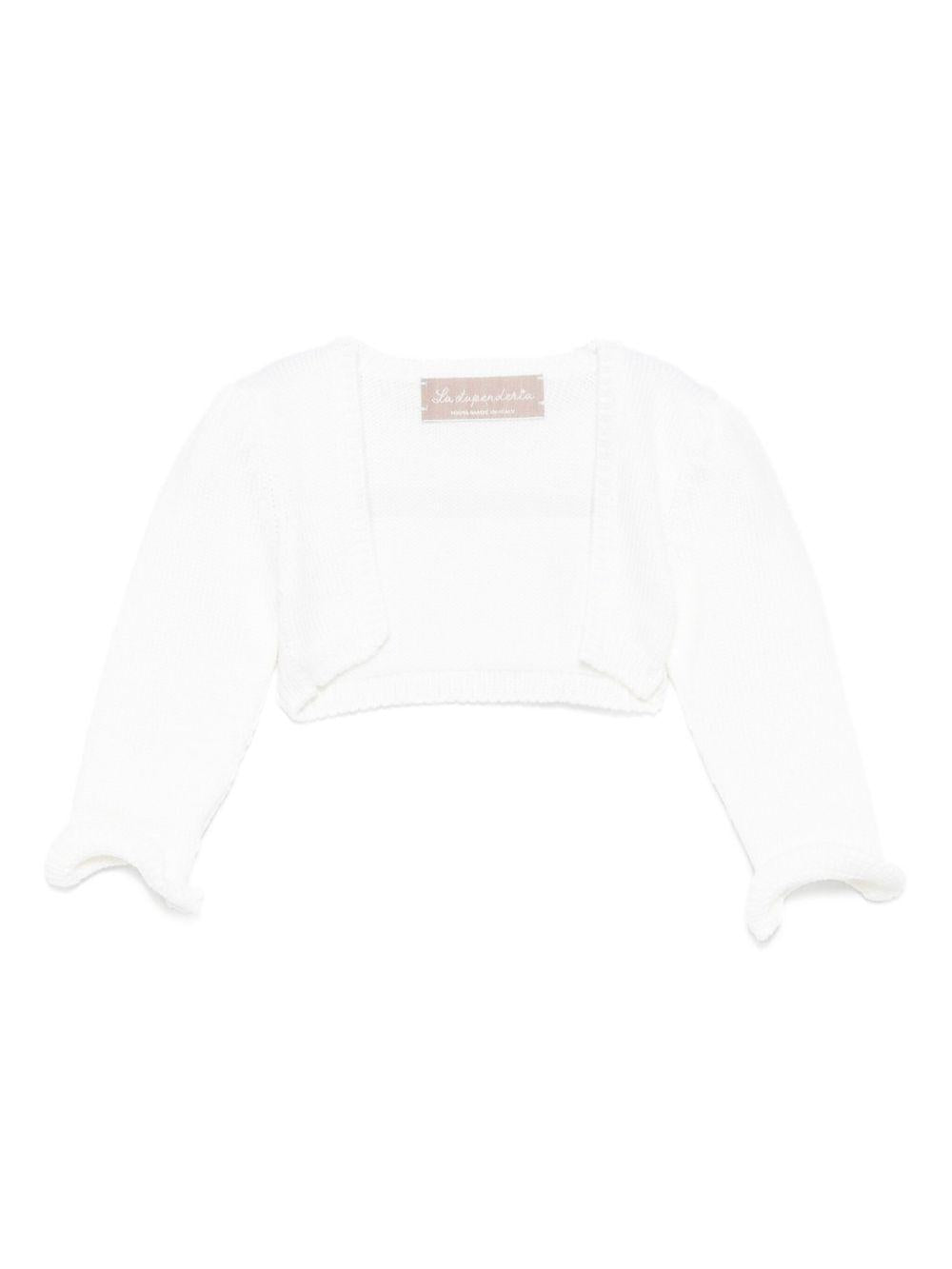 Cardigan per neonata La Stupenderia bianco con maniche a balze 1WCSP62 800 LA STUPENDERIA