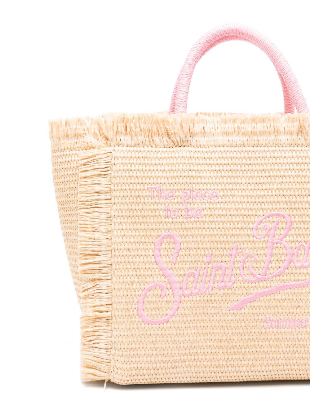 Borsa tote Colette MC2 Saint Barth beige con logo ricamato a contrasto COL0017 00415L MC2 ST. BARTH KIDS