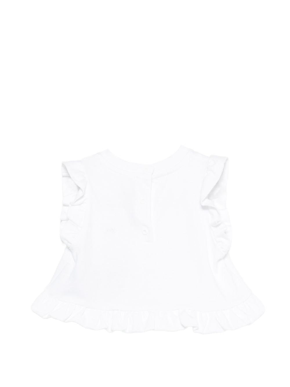 Top da neonata Balmain Kids bianco con ruches BY8032 Z3672 100RS BALMAIN KIDS