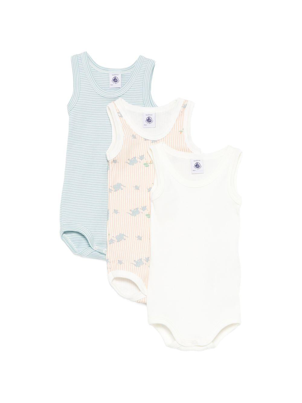 Set di tre tutine per neonati Petit Bateau multicolore con fantasie diverse A0FSQ 00 PETIT BATEAU