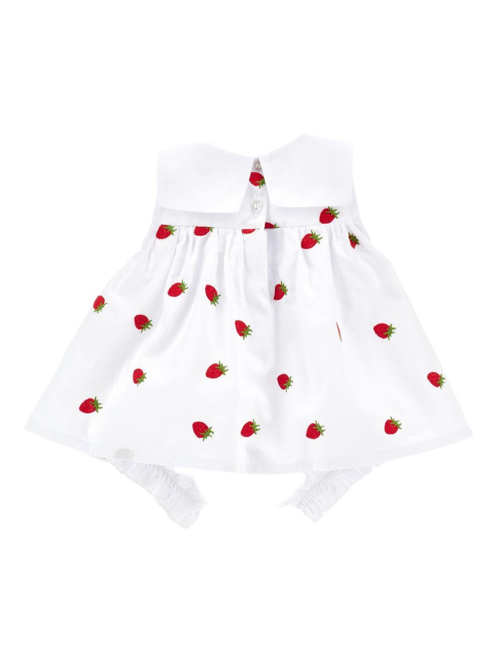 Abito per neonata Monnalisa bianco con caratteristico motivo Strawberry 35G209 7083 9944 MONNALISA KIDS